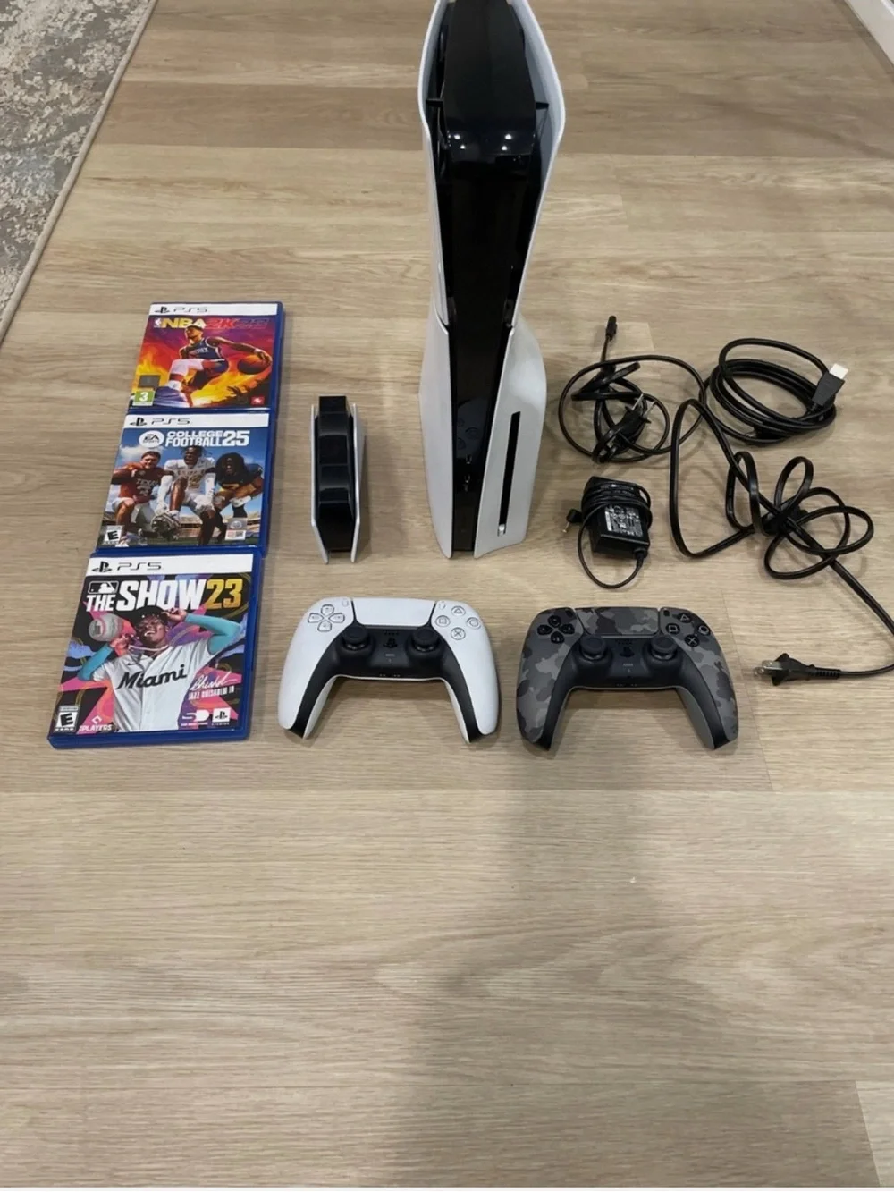 Sony PS5 Console Bundle in White and Black with Camo DualSense